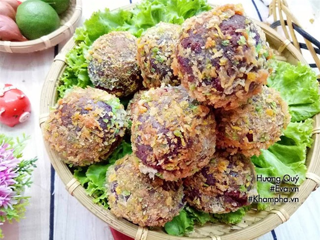 cach lam banh khoai lang tim nhan tom thit chien xu gion ngon - 12