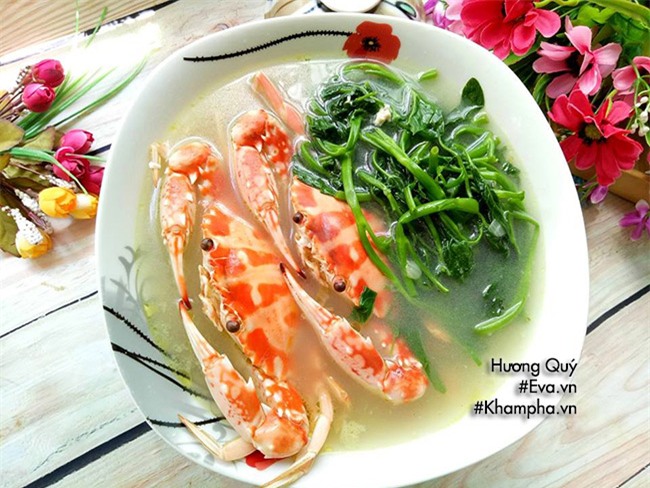 canh ghe nau rau muong nong hoi ngot lim, ca nha hup xi xup - 5