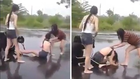 đánh nhau, thiếu nữ đánh nhau. Đà Nẵng