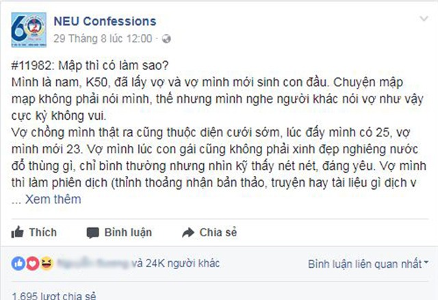 tam thu buc xuc cua chong tre viet khi vo bi che beo, duoc chi em chia se ram ro - 1