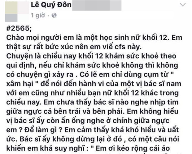Hải Phòng: Xôn xao việc bác sĩ nam đưa máy đo nhịp tim vào trong áo nữ sinh để khám sức khỏe - Ảnh 1.