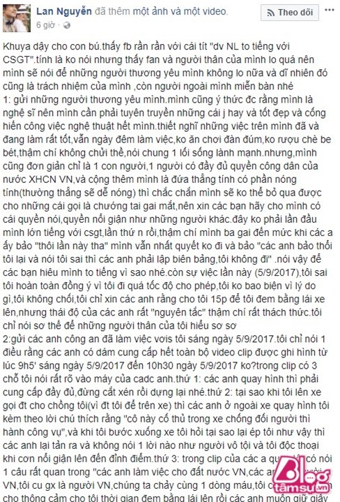 Giua scandal quat thao canh sat cua Ngoc Lan, Thanh Binh treo status dong vien vo