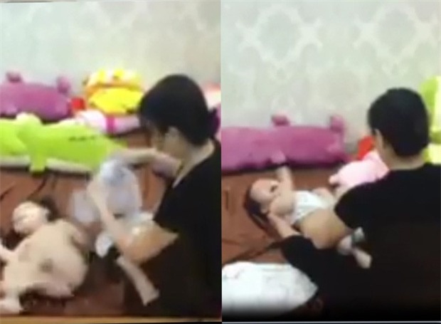 Hà Nội: Đi vắng cả ngày về xem lại camera mẹ chết lặng phát hiện giúp việc quăng quật con thế này - Ảnh 1.