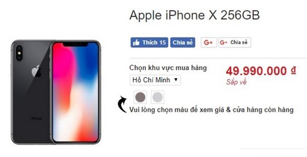 Một cửa hàng kinh doanh điện thoại di động rao bán iPhone X phiên bản 256GB với giá gần 50 triệu đồng
