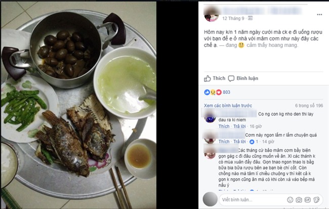 Kỷ niệm 1 năm ngày cưới, vợ than thở bị bỏ rơi một mình một mâm cơm, chị em người xót kẻ chê - Ảnh 1.