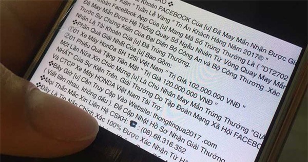 Mất 100 triệu vì sập bẫy trúng thưởng trên Facebook