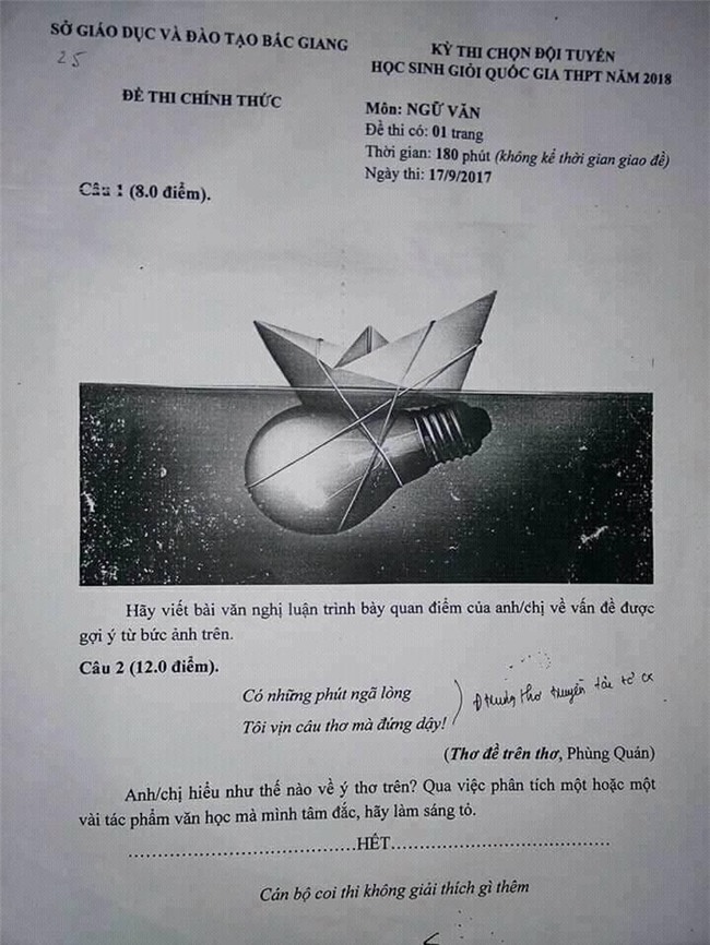 môn văn, đề thi học sinh giỏi, đổi mới giáo dục