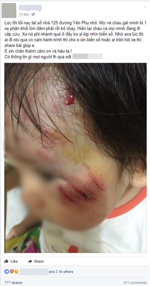 Hà Nội: Truy tìm nam thanh niên phóng mô tô tông bé gái 11 tháng trầy xước mặt rồi bỏ chạy - Ảnh 1.