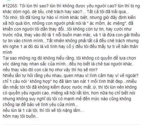 Tâm sự đắng lòng của cô nàng bị người yêu bỏ, người khác chê bai vì tội... hơi lùn-2