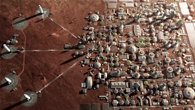 Hình ảnh phác thảo kế hoạch từng bước xây dựng căn cứ tại sao Hỏa của Elon Musk
