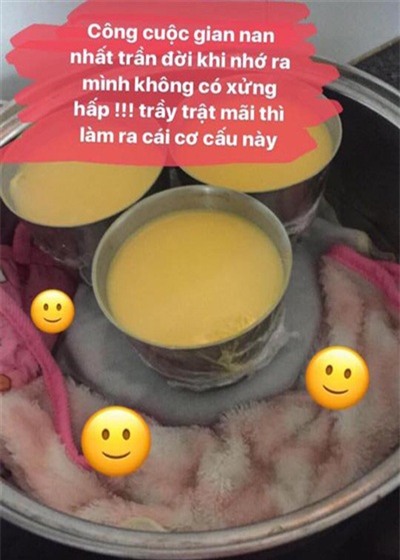 Tập tành làm bánh flan, cô gái tự khen mình xinh đẹp tài giỏi nào ngờ cái kết khiến 500 chị em cười vỡ bụng - Ảnh 2.