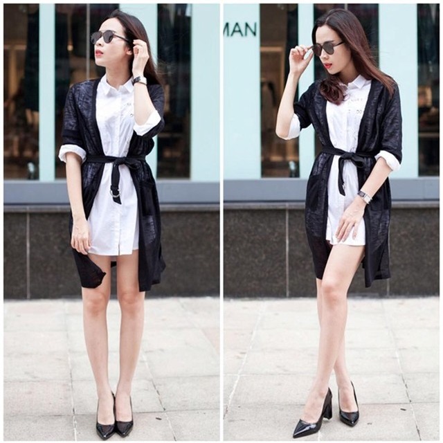 4 cach tan dung triet de mot chiec ao so mi dang dai khon ngoan nhu sao viet - 4