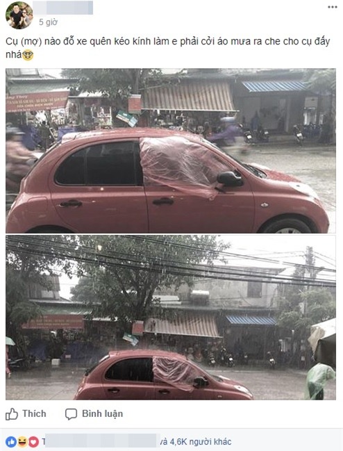 Chiếc áo mưa giấy, xe mất ô cửa và hành động đẹp khiến nhiều người thích thú - Ảnh 1.