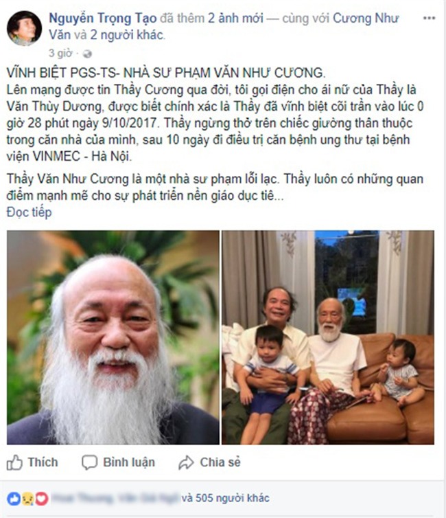 thay van nhu cuong qua doi: uoc nguyen gui qua hang nghin con hac giay - 1