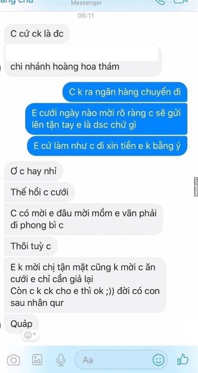 nong tren mang: khach khong di dam cuoi, co dau nhan tin doi chuyen tien mung hinh anh 3