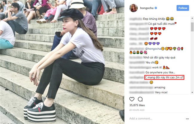 Hà Hồ diện giày bánh mì kiện tướng 20cm, fan thảng thốt hỏi: Chị mang đôi này thì cao 2 mét ư?-4
