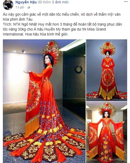 Trang phục dân tộc của Á hậu Huyền My ở Miss Grand International 2017 gây tranh cãi-3