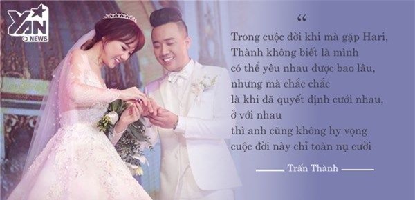 Những lời chia sẻ của Trấn Thành dành cho Hari Won trong lễ cưới tháng 12/2016 đủ để chứng minh tình yêu chân thành của cặp đôi sau hàng loạt 