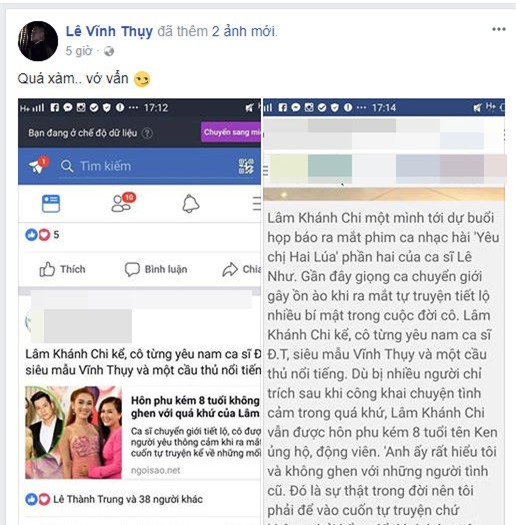 Vinh Thuy buc xuc truoc tin don yeu duong nu ca si chuyen gioi hot nhat Vbiz