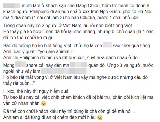 Đoàn khách người Philippines tố bị chửi bới, chặt chém khi ăn bún chả ở phố cổ, bà chủ lên tiếng: 7 người ăn chỉ hơn 1 triệu là bình dân rồi - Ảnh 1.