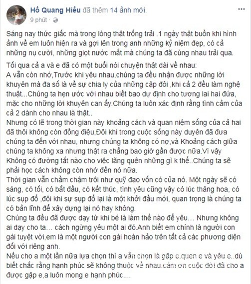 Hồ Quang Hiếu, Hồ Quang Hiếu chia tay Bảo Anh, Bảo Anh,chuyện làng sao,sao Việt