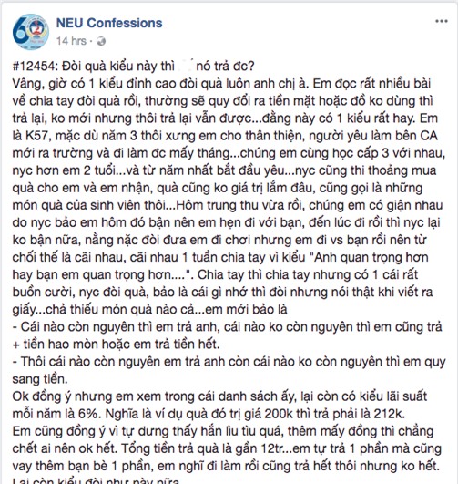 Chia tay đòi quà trình độ cao: quy ra tiền mặt tính thêm lãi suất 6%, riêng bánh trung thu phải tìm đúng loại bánh đã tặng thì mới nhận! - Ảnh 1.