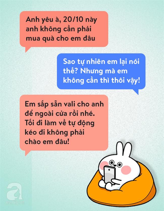 Chị em bảo 20/10 này em không cần quà”, đoán xem các anh chồng phản ứng thế nào?-1