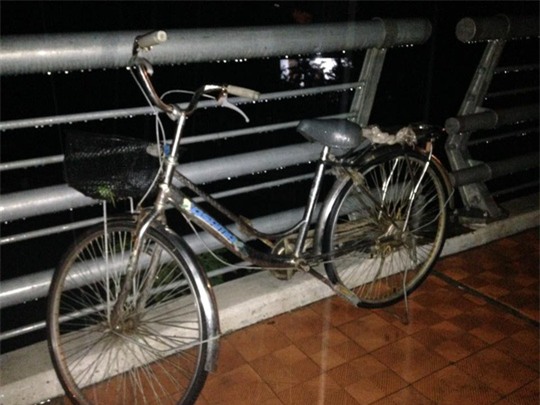 thai phu co bieu hien tram cam bo lai xe dap, nhay cau tu tu giua dem - 1