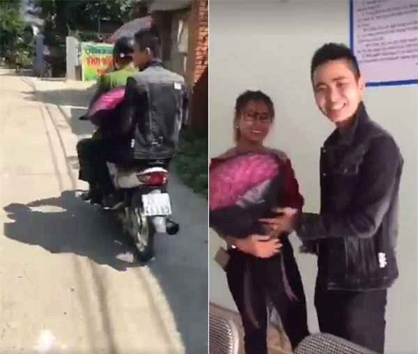 bi bat xe ngay 20/10, anh chong nho luon cong an cho di tang hoa cho vo - 2