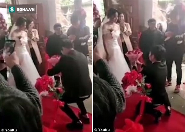 Clip: Quỳ gối cầu hôn, chú rể nhận lại thái độ lạnh lùng của cô dâu ngay tại lễ cưới - Ảnh 1.