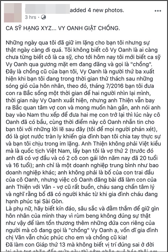 Dòng trạng thái khơi nguồn sự việc được một tài khoản mạng xã hội đăng tải. - Tin sao Viet - Tin tuc sao Viet - Scandal sao Viet - Tin tuc cua Sao - Tin cua Sao