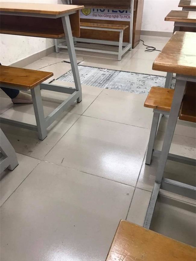 Trường HUTECH liên tiếng về việc nhiều SV tháo chạy khỏi phòng học khi nền gạch bị bong rộp: Có thể do nhiệt độ trong phòng thay đổi