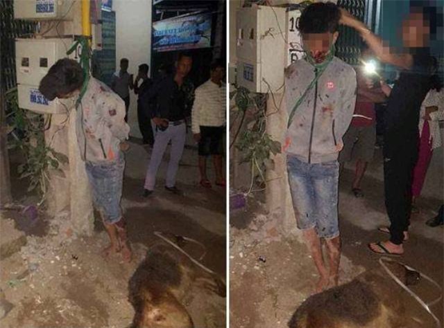 di trom cho, nam thanh nien bi dan treo co len cot dien - 1