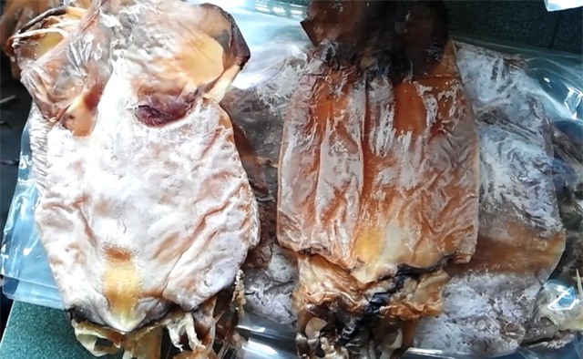 mực giả,mực cao su,thực phẩm bẩn,mực khô