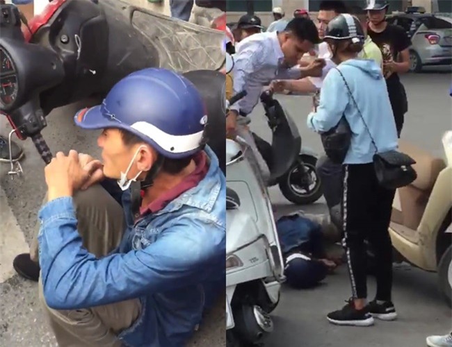 Clip: Nam thanh niên lao thẳng xe máy, chặn bắt đối tượng nghi dàn cảnh giật balo của một phụ nữ trên phố Hà Nội - Ảnh 3.