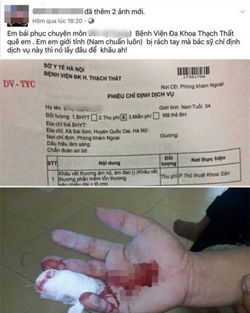 Hà Nội: Nam thanh niên rách tay được bác sĩ chỉ định khâu... âm hộ tại phòng thủ thuật khoa sản - Ảnh 1.
