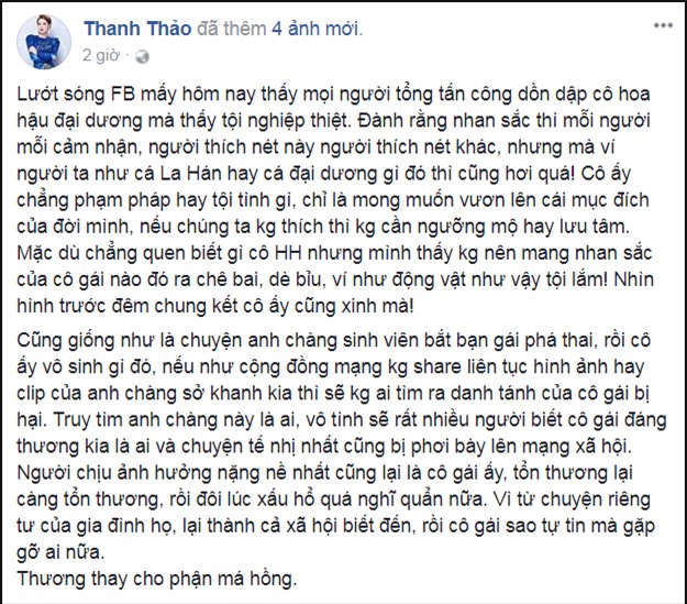 Ca sĩ Thanh Thảo: Dè bỉu nhan sắc Hoa hậu Đại Dương 2017 giống cá La Hán thì thật tội cô ấy-5