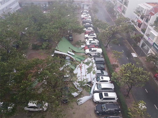 chum anh: gio giat dien cuong o nha trang, xe may bi quat nga la liet giua duong - 2