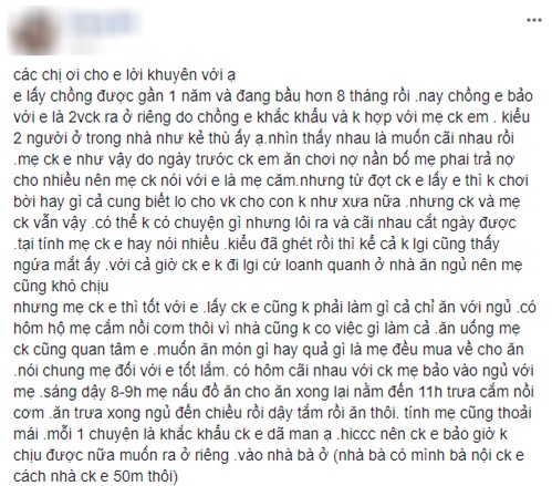 Sống chung với mẹ chồng phiên bản ngược: Vợ bầu được cưng như bà hoàng, chồng nhất quyết đòi ra riêng vì không hợp mẹ - Ảnh 1.