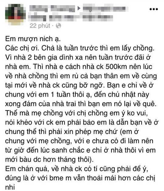 Nàng dâu mới về nhà chồng, xách tay cả bạn thân về ở chung nguyên tuần cho đỡ bỡ ngỡ - Ảnh 1.
