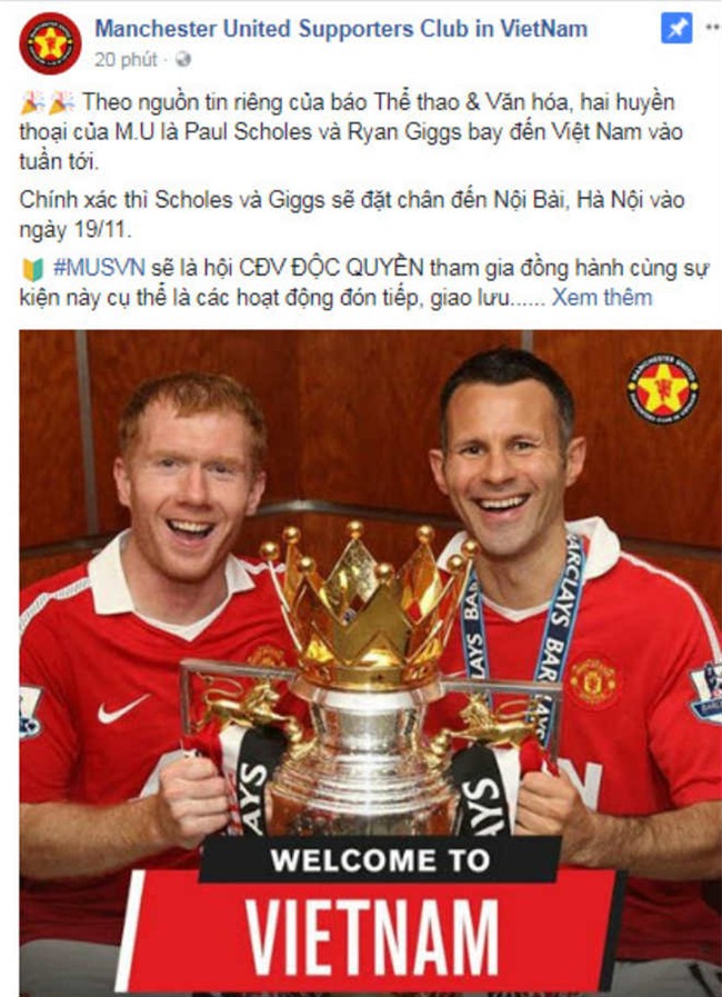 Rộ tin Giggs, Scholes tới Việt Nam: Triệu fan MU chấn động, vỡ òa sung sướng - 1