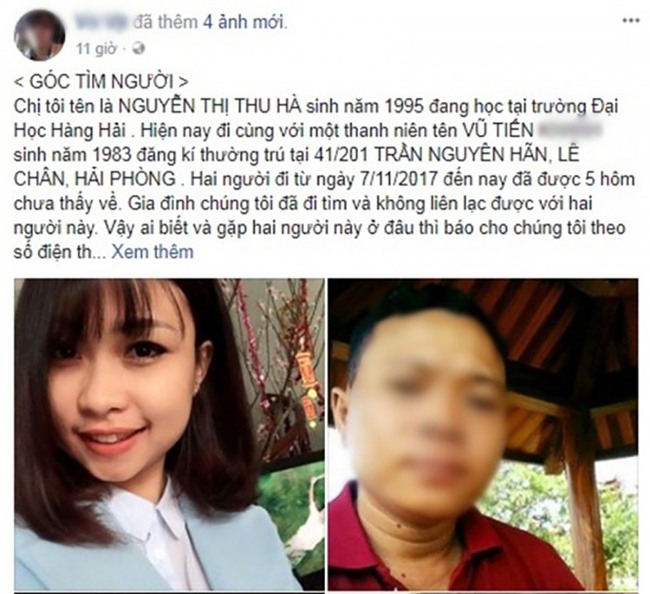 Gia đình nhờ cộng đồng mạng tìm tung tích nữ sinh Đại học Hàng Hải mất tích cùng người đàn ông mới quen