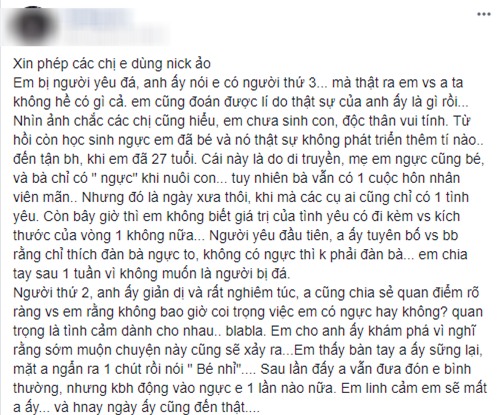 Qua chuyện cô nàng bị đá vì ngực bé: từ bao giờ kích cỡ vòng 1 đã trở thành tiêu chí tuyền chọn người yêu? - Ảnh 1.