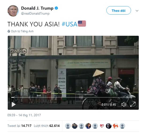 Hình ảnh Việt Nam xuất hiện đầu tiên trong video cảm ơn châu Á của Tổng thống Donald Trump - Ảnh 2.