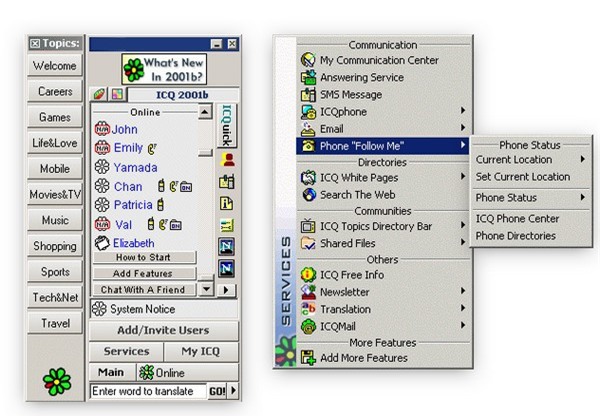 ICQ, một trong những phần mềm chat đầu tiên trên Internet và được không ít người tại Việt Nam sử dụng trong những ngày đầu tiên tiếp cận với Internet.