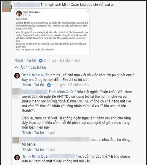 Minh Quân thậm chí còn tranh cãi với một khán giả về vấn đề này ngay ở phần bình luận trên trang cá nhân. - Tin sao Viet - Tin tuc sao Viet - Scandal sao Viet - Tin tuc cua Sao - Tin cua Sao