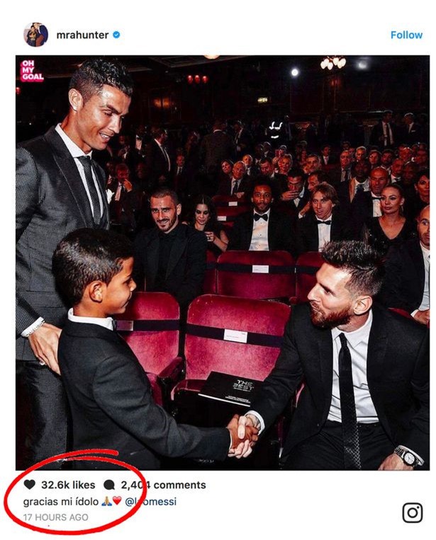 Con trai Ronaldo nhan nhu Messi truoc them le trao bong vang hinh anh 1