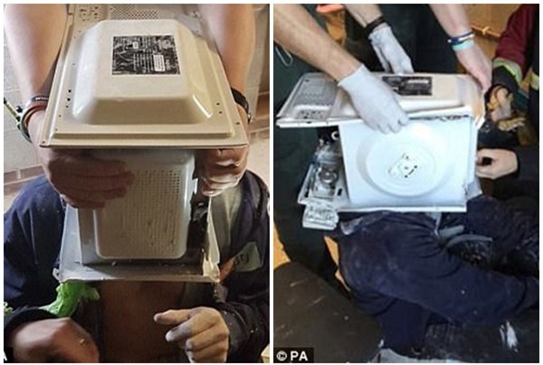 Chơi lầy lấy tiếng, thanh niên trét xi măng lên đầu, rúc vào lò vi sóng rồi phải nhờ 911 giải cứu - Ảnh 1.