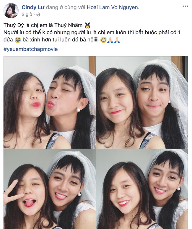 Hết đăng ảnh khóa môi tình cảm, Hoài Lâm chơi lầy giả gái nhắng nhít bên người yêu - Ảnh 1.