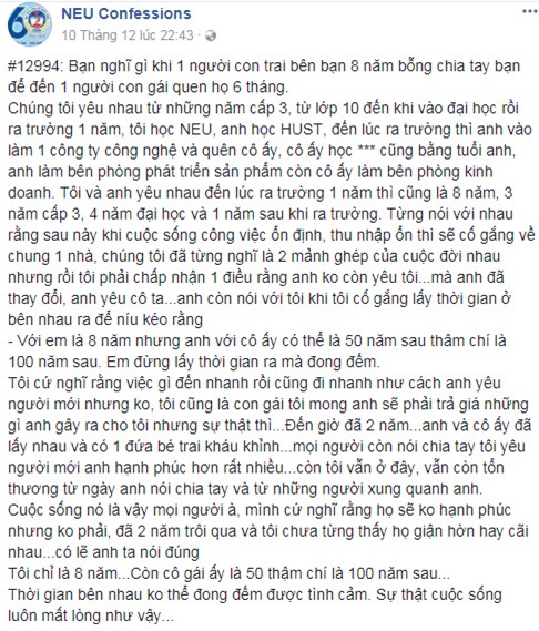 Cô nàng cay đắng chấp nhận bị người yêu 8 năm bỏ rơi chỉ vì cô gái anh ta quen 6 tháng-1